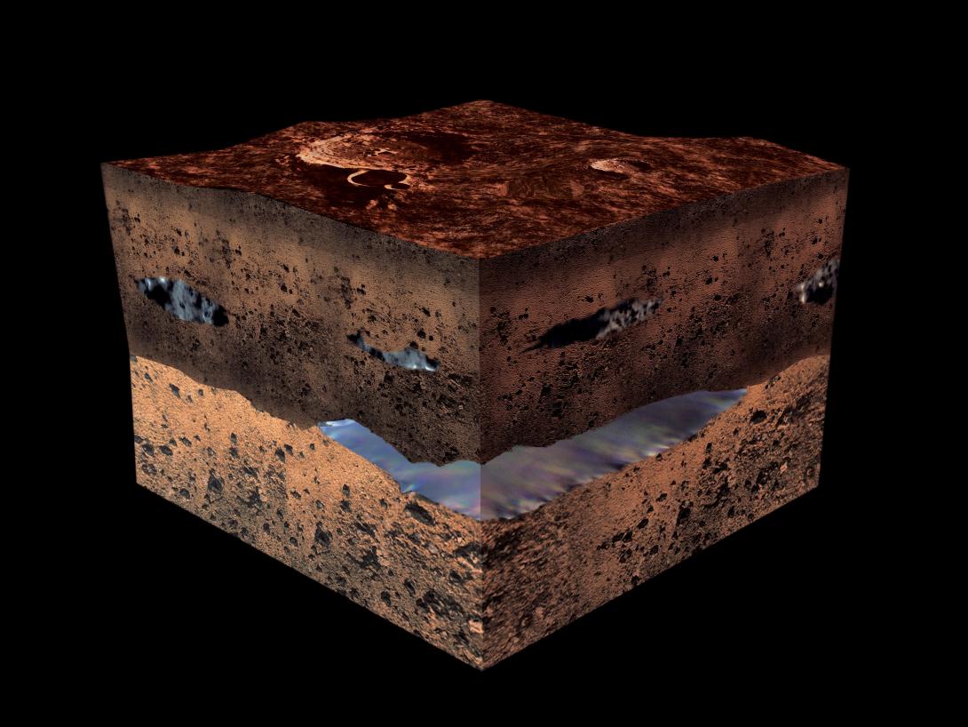 Artist impression of water below the surface of Mars