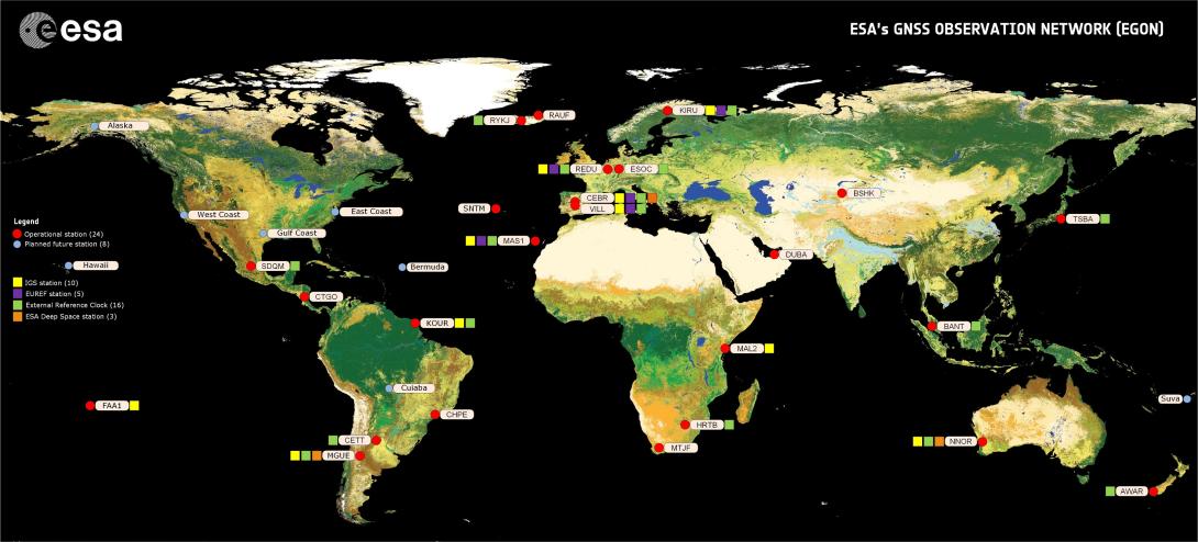 ESA's global network of GNSS stations